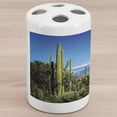 thumbnail image 1 of Desert Ceramic Toothbrush Holder, Wide View of the Tucson Countryside with Cacti Rural Wild Landscape Arizona Phoenix, Decorative Versatile Countertop for Bathroom, 4.5" X 2.7", Green Blue, 1 of 4