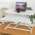 thumbnail image 6 of Standing Desk Converter, 32 Inch Standing Desk Adjustable Height for Table Tops and Home Office, Desk Riser Computer Workstation with Wide Keyboard Tray 2-Tier Desktop, White, 6 of 7