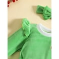 thumbnail image 6 of Elippeo Infant Baby Girls Christmas Romper Dress 3M 6M 12M 18M 24M Long Sleeve Round Neck Heart Pattern Fuzzy Jumpsuit + Bow Headband, 6 of 10