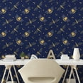 thumbnail image 2 of Ambesonne Bohemian Peel & Stick Wallpaper for Home, Bee Dragonfly Moon Star, 13"x100", Night Blue and Earth Yellow, 2 of 5