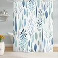 thumbnail image 2 of Extra Long Light Blue Leaves Shower Curtain, Waterproof Fabric Botanical Plant Bathroom Shower Curtain 72"W x 72"L (Pack of 1), 2 of 6