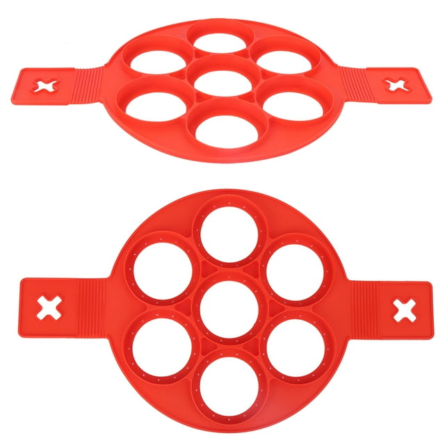 2Pcs Silicone Non-Stick Egg Pancake Making Round Mold Reusable DIY Kitchen Baking Cooking Tool Flip Pan Pancake Bite Mould