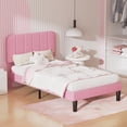 thumbnail image 2 of VECELO Twin Size Upholstered Beds, Modern Platform Bed Frame with Adjustable Headboard, Wooden Slats Support/No Box Spring Needed, Pink, 2 of 12