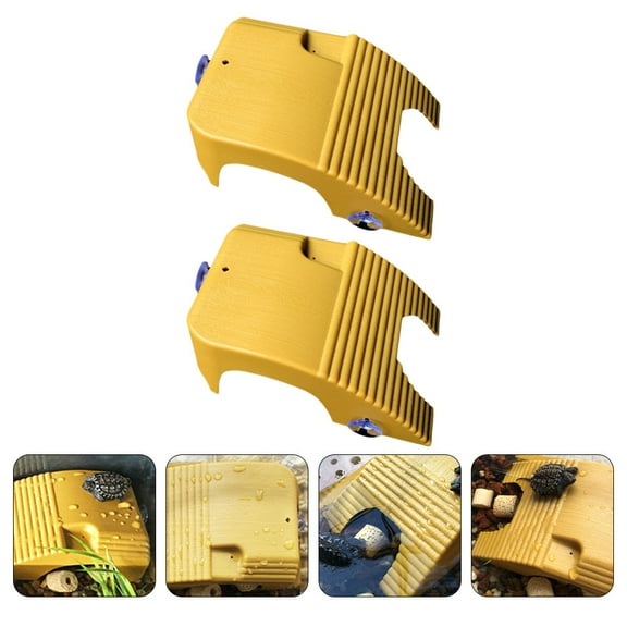 HEMOTON  2 Pcs Turtle Sunset Large Reptile Basking Platform Decoration Dock Tank Yellow