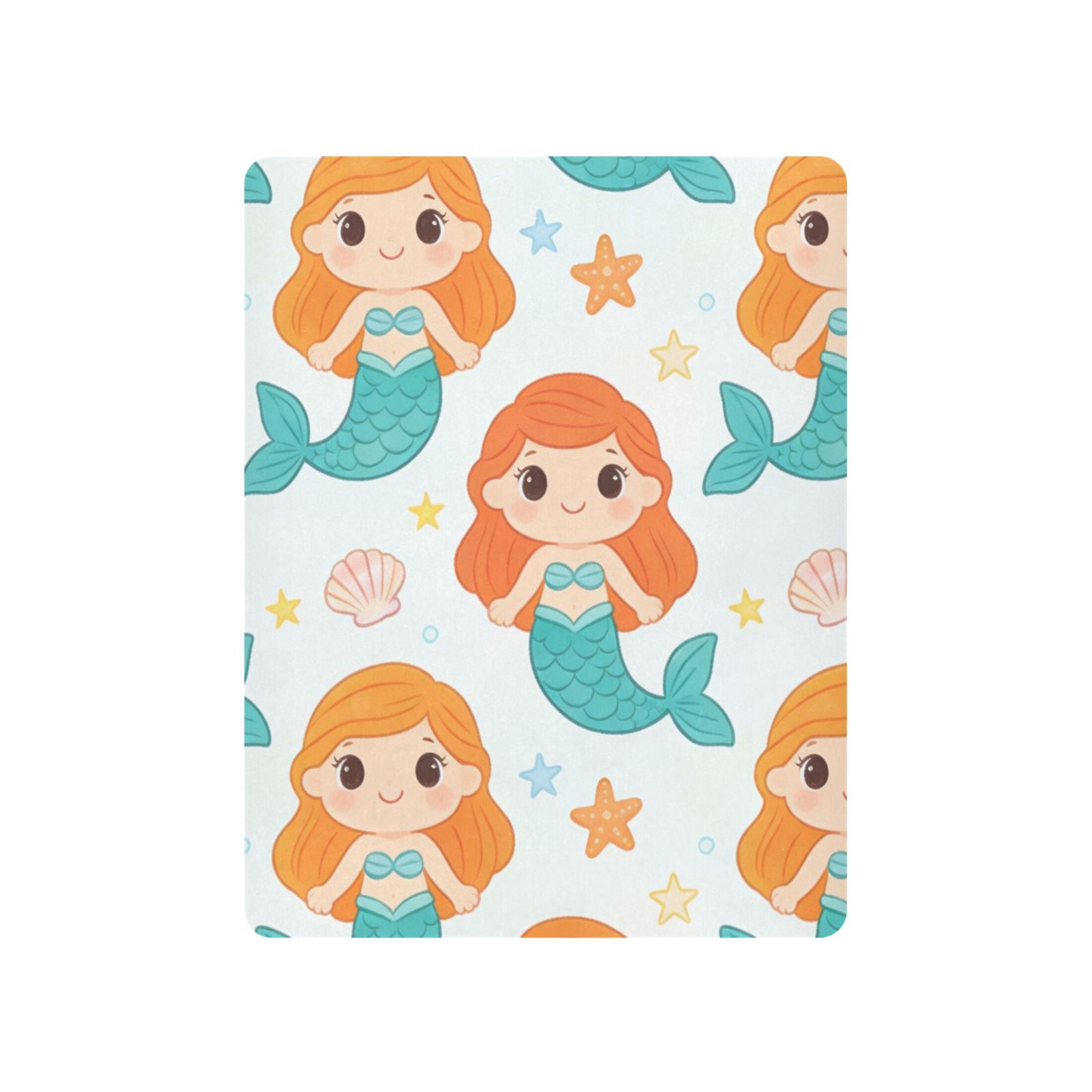 Baby Essentials 39”x 27”- Standard Cotton-like Modal Elastic- White Mermaid Pattern Design Crib Sheets for Newborns and Toddlers