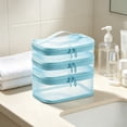 thumbnail image 6 of COM1950s Three Layer Travel Toiletry Bag, Large Capacity Mesh Makeup Organizer, Hanging Cosmetic Storage Pouch with Transparent Pockets, Portable Toiletry Bag for Bathroom, Gym, Travel, Camping, 6 of 6