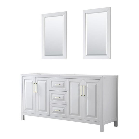 Wyndham Collection Daria 72" No Sink Wood Double Bathroom Vanity in White/Gold
