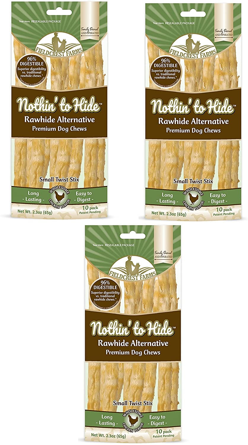 Fieldcrest Farms Nothing to Hide Natural Rawhide Alternative Twist Stix for Dogs 3 Pack (30