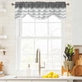 thumbnail image 3 of Grey Chevron Tie Up Valance Curtains for Windows, Kitchen Curtains Window Treatments, Geometric Ocean Abstract Wavy Striped White Short Window Shades Valances for Bedroom Bathroom Cafe 42"x18", 3 of 8