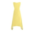thumbnail image 4 of Women's Summer Dresses Sleeveless Round Neck Solid Color Drawstring Mini Dress Yellow, 4 of 8