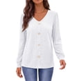 thumbnail image 3 of Fantaslook Tops for Women V Neck Long Sleeve Blouses Eyelet Casual Fall Shirts Trendy, 3 of 9