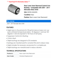 thumbnail image 2 of Rear Lower Inner Rearward Control Arm Bushing - Compatible with 2007 - 2017 Mercedes-Benz S550 2008 2009 2010 2011 2012 2013 2014 2015 2016, 2 of 2