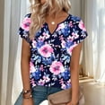 thumbnail image 4 of Blczomt Purple Short Sleeve Tops for Women Floral Trendy Lightweight Tops 2026 Casual V Neck Womens Blouse,XXL, 4 of 7