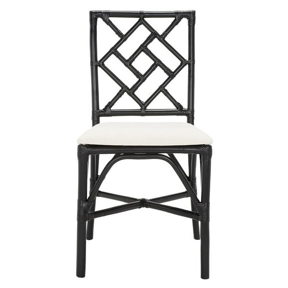 SAFAVIEH Bhumi Accent Chairs with Cushion, Black/White, Set of 2 (18.5 in. W x 20.9 in. D x 35.8 in. H)
