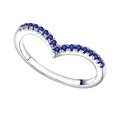 thumbnail image 2 of Blue Sapphire Curved Ring in 925 Sterling Silver - Half Eternity Curved Ring - Birthday Gift For Her, 2 of 4