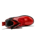 thumbnail image 6 of Boys Girls Waterproof Lace Up Side Zipper Mid Calf Combat Boots Red 11.5 Little Kid, 6 of 7