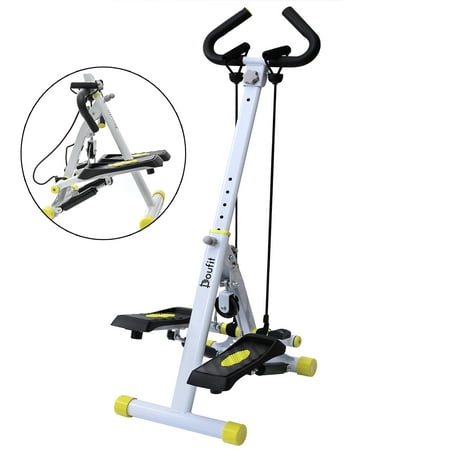 Folding Climbing Stepper Step Exercise Machine with Resistance Band and Handle Bar for Home Trainer Cardio Fitness (Best Cardio For Love Handles)