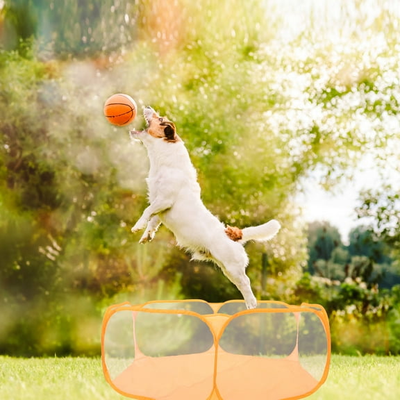 LEORX Orange Polyester Portable Playpen for Small Pets Foldable Pet Fence for Indoor Use