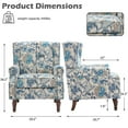 thumbnail image 2 of DREAMSIDEA Wingback Accent Chair Sets of 2 with Nailhead Trim & Retro Wood Legs, Floral Pattern Arm Chair for Living Room-light Blue, 2 of 6