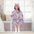 thumbnail image 7 of FORMRS Wearable Blanket Hoodie with Sleeves for Kids Cozy Flannel Sweatshirt, Pastel Purple Marble Pattern, 7 of 7