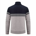 thumbnail image 5 of Miluxas Mens Full Zip Cardigan Sweater Casual Knit Stand Collar Cardigan Slim Fit Color Block Fall Winter Sweaters Khaki XL(XL), 5 of 8