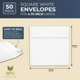 thumbnail image 2 of Best Paper Greetings Square Envelopes - 5.5 In x 5.5 In, White, 50 Pack, Invitation Style - Easy-Seal Closure - Business Envelopes for Wedding Invitations & Card Making Supplies, 2 of 9