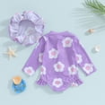 thumbnail image 3 of Bagilaanoe Flower Print Long Sleeve Rash Guard One-Piece Swimsuit (Girl's, Sizes 3M-24M), 3 of 8