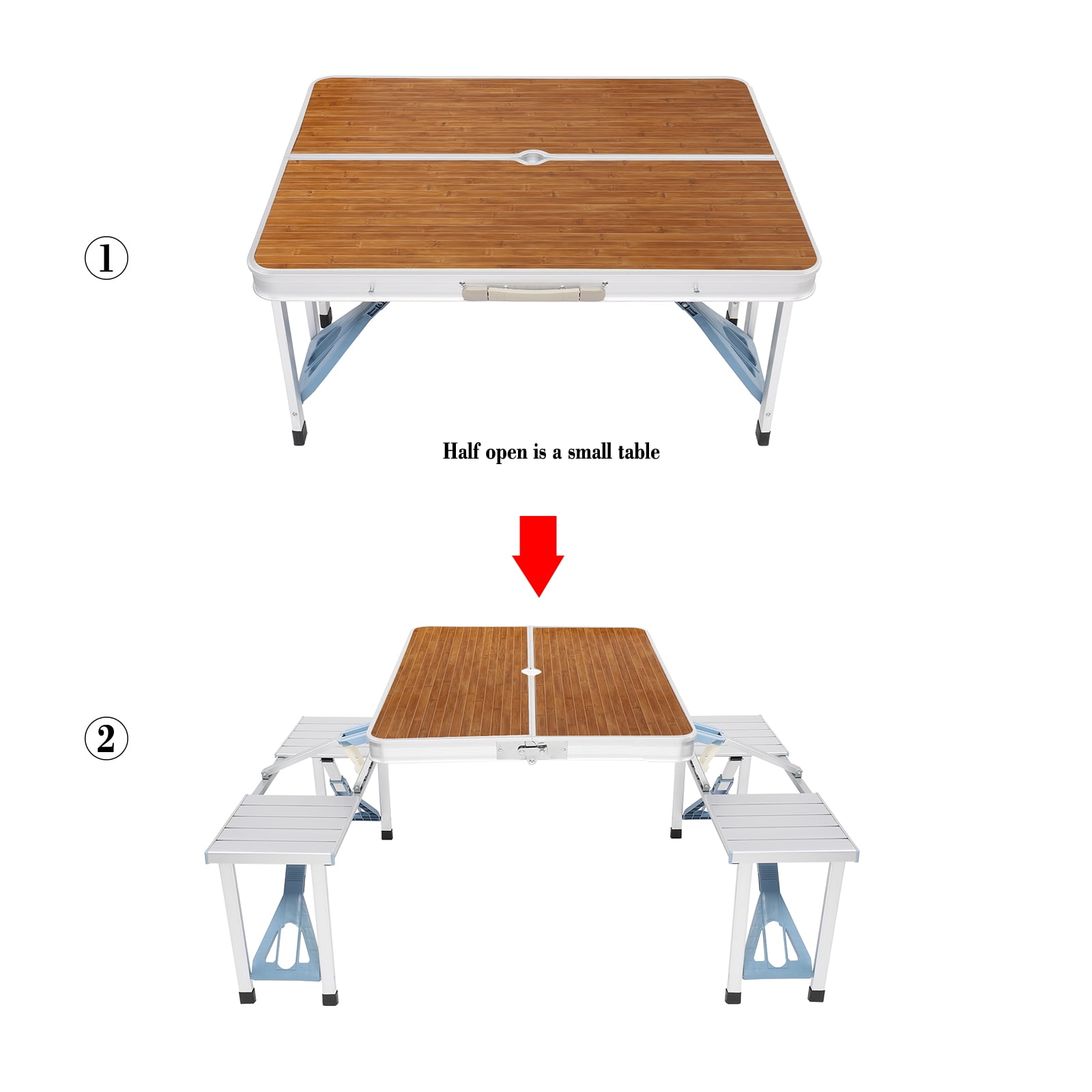 Zimtown Foldable Lightweight Outdoor Portable Picnic Table with 4
