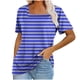 thumbnail image 1 of Tops Cortos para Mujeres Cuello de Color de Raya Manga Corta Casual para Uso Diario Y de Fiesta, 1 of 5