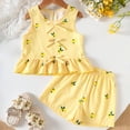 thumbnail image 2 of Xyant Toddler Baby Summer Clothes for Girls 3 6 12 18 24 Months 2T 3T 4T 5T Girls Outfits Short Sleeve Letter T-Shirt Tops + Shorts Outfits Sets (Yellow,12-18 Months), 2 of 7