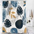 thumbnail image 3 of Abstract Boho Leaves Shower Curtain, Mid Century Minimalist Tropical Plant Shower Curtain Set, Monstera Shower Curtains for Bathroom, Waterproof Fabric with 12 Hooks, 72 x 72 Inches, 3 of 5