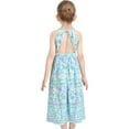 thumbnail image 5 of Girls Dress Blue Floral Halter Hollow Back Cotton Summer Beach 12 Years, 5 of 7