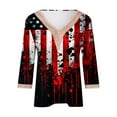 thumbnail image 4 of Honeeladyy Workout Tops for Fashion Women's Summer V-Neck 3/4 Sleeve Lace Print Casual T-shirt Blouse Festival Gifts(Wine,L), 4 of 5