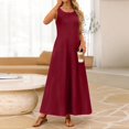 thumbnail image 5 of JULMCOMO Summer Dresses for Women 2026 Sleeveless Crew Neck Casual Comfy A Line Loose Fit Maxi Sundresses for Beach Vacation Deep Red L, 5 of 5