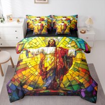 jejeloiu Boho Theme 7-Piece Twin Bedding Sets,Bohemian God Bedding Comforter Set,Merry Xmas Sheet Sets For Men Women,Ultra Soft Home Decor Reversible