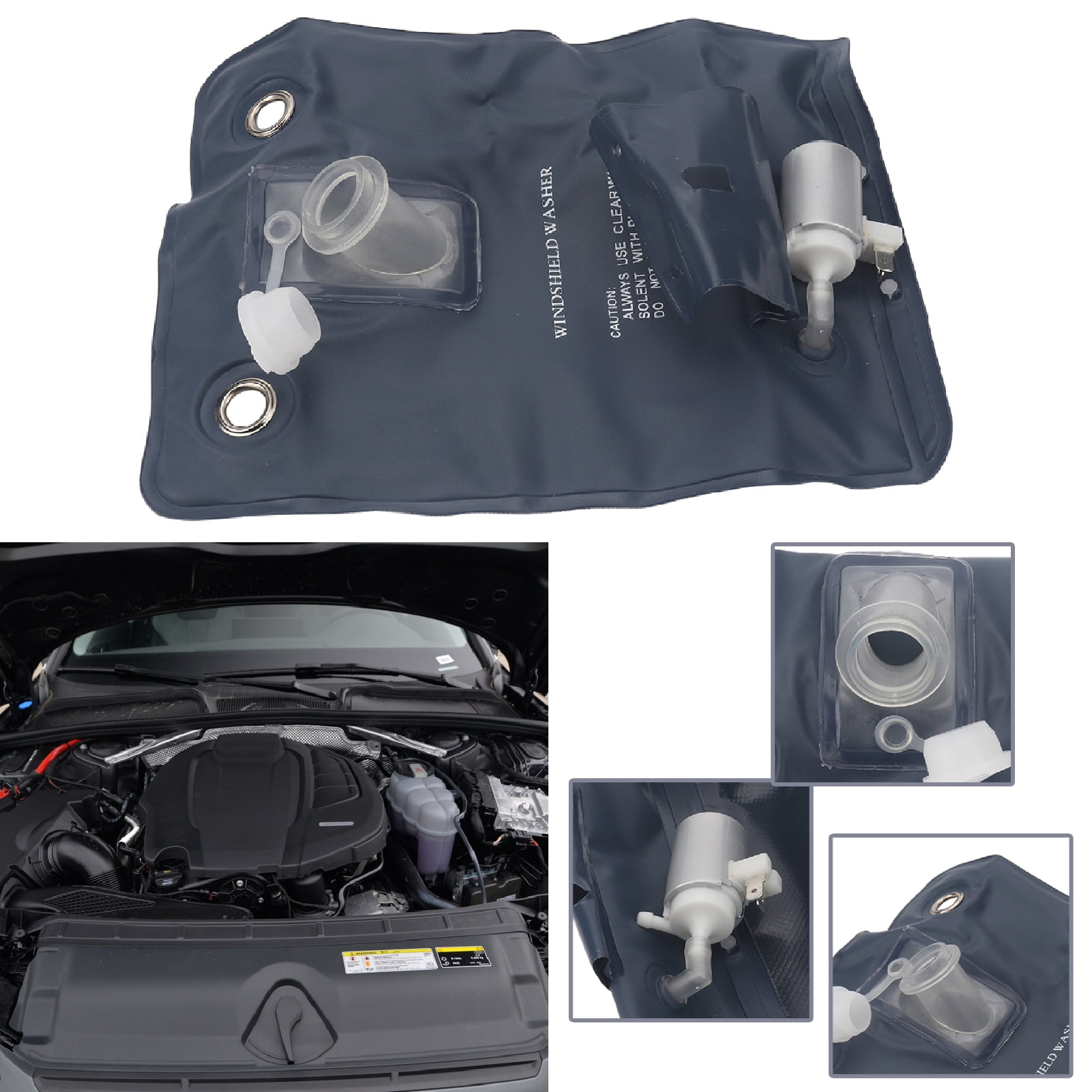 Lomubue 12V/1L Windshield Washer Pump Kit Universal Windscreen Washer Pump Bag 151286776374 for
