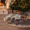 thumbnail image 4 of Salouo Oil Lamp Coffee Beans Christmas Tree Skirt 48" Farmhouse Christmas Decorations Snowman Xmas Tree Skirt Tree Mat for Holiday Party Decor, 4 of 8