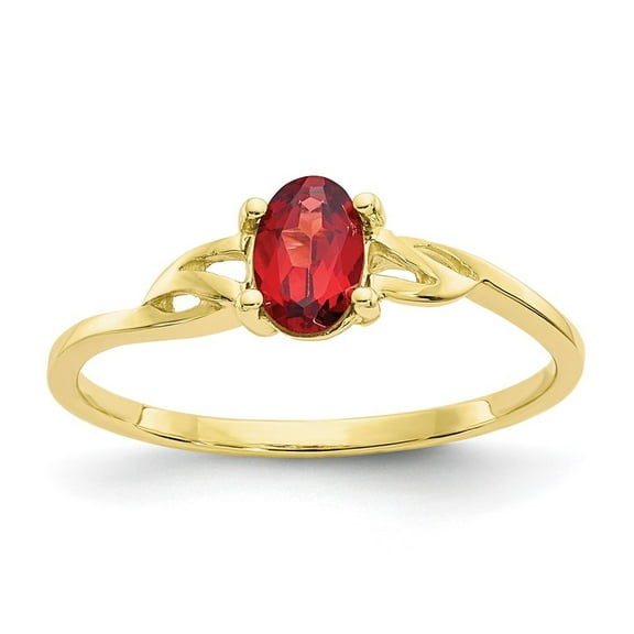 Auriga Fine Jewelry 10K Yellow Gold Polished Oval-shaped Genuine Garnet Birthstone Ring for Women Size- 7
