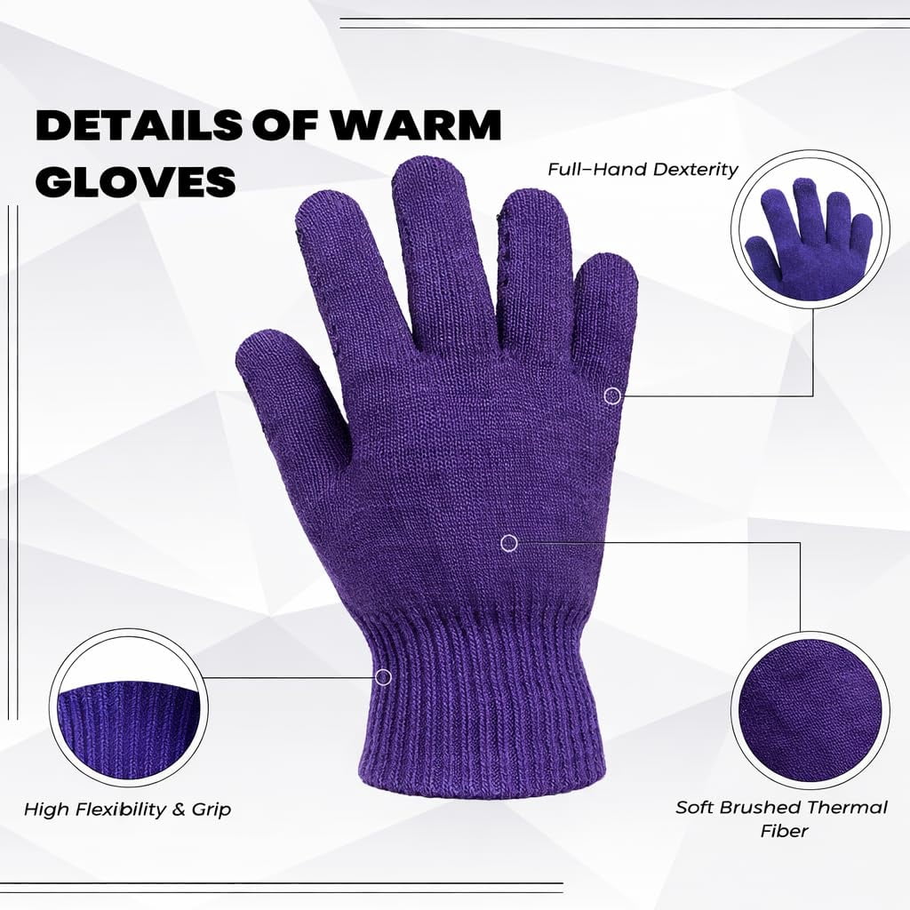 120 Pack of Yacht & Smith Wholesale Gloves, Bulk Thermal Winter Glove (Assorted Solid Gloves)