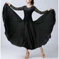 thumbnail image 3 of Lace Flowy Long Sleeve Velvet Ballroom Latin Dance Dresses With Godets, 3 of 8
