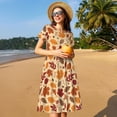 thumbnail image 4 of Lsque Autumn Leaves 2 Print Women's Casual Dress T-Shirt Summer Short Sleeve Scoop Neck Swing Dresses, 4 of 6