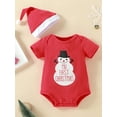 thumbnail image 2 of FOCUSNORM Noël Bébé Garçons Filles Combinaison Cap Manches Courtes Noël Flocon de Neige Imprimer Romper, 2 of 9