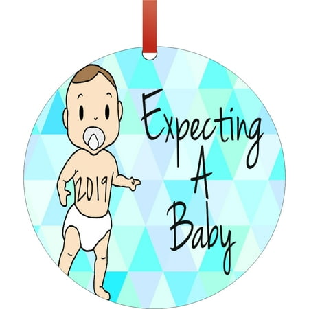 Ornament Expecting A Baby 2019 Unisex Round Shaped Flat Semigloss Aluminum Christmas Ornament Tree Decoration - Unique Modern Novelty Tree Décor (Best Novels To Read 2019)