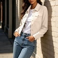 thumbnail image 6 of QIYAGBSA Jacket for Women Soft Turn Down Lapel Collar Button Down Long Sleeve Fall Winter Casual Outerwear Lightweight Warm Layer with Chest Pockets (Beige, 2XL), 6 of 9