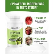 NaturalSlim Natural Testosterone Booster for Men - Male Enhancing Supplement with Ginkgo Biloba, L Arginine, Zinc, Vitamin B3, Testofen for Energy, Muscle Builder & Metabolism - 180 Capsules