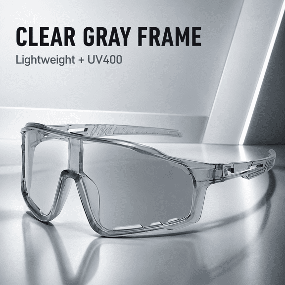 Photochromic Auto-Tint Sports Safety Glasses UV400 Light Changing Lens Wind Resistant Cycling Running Driving Sunglasses for Adults