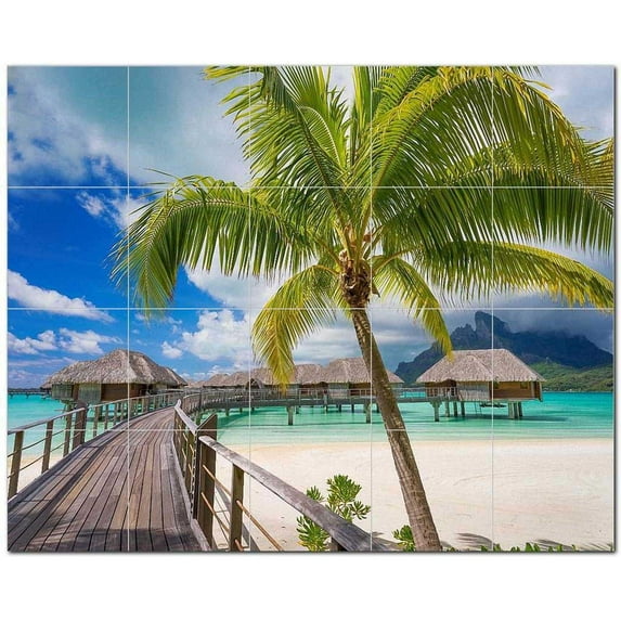 Beach Ocean Ceramic Tile Mural Kitchen Backsplash Bathroom Shower, 400067-XL54