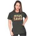 thumbnail image 3 of Religious Christian Jesus Saves Womens Slim Fit Graphic Tee Brisco Brands S, 3 of 5