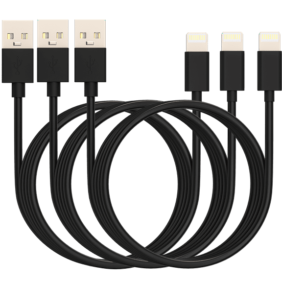 PhoneCharger Cable, CuWire [MFi Certified] Lightning Cable 10ft USB Fast Charging Cord - Black