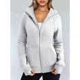 thumbnail image 2 of Womens Zip Up Hoodies Fleece Jackets Oversized Sweatshirts Fall Fashion Outfits Sweaters Winter Clothes Grey XXL, 2 of 8